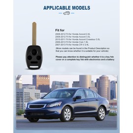 ECCPP 2X 4 Buttons Uncut Keyless Entry Remote Control Car Key Fob Shell Case Replacement fit for Honda Accord Civic CR-V CR-Z Fit Insight Odyssey Pilot KR55WK49308 MLBHLIK-1T N5F-S0084A N5F-A05TA