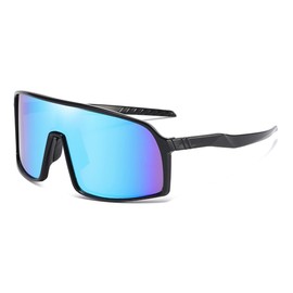 Polarized Sunglasses for Men Women, Fashion Windproof Driving Fishing Cycling Sun Glasses UV400 Protection (Bright Black/Blue)