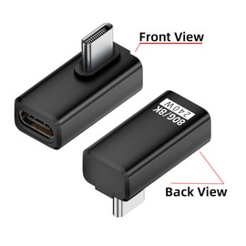 NFHK Adapter USB5.0 80Gbps Male to Female Extension Adapter Low Profile Left Right Angled with 240W 16K 8K 5K Compatible with USB4.0 Thunderbolt3/4/5