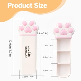 Cat Paw Shape Pill Box, Pill Organiser 3 Times a Day for Daily Medication – Cute and Practical Pill Box for Adults, Seniors, Kids, and Daily Use