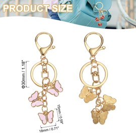 PATIKIL Butterfly Charm, Enameled Keychain Cute Butterfly Pendant Keyring Purse Bag Accessories Car Ring Pendant for Handbag Keys, Pink