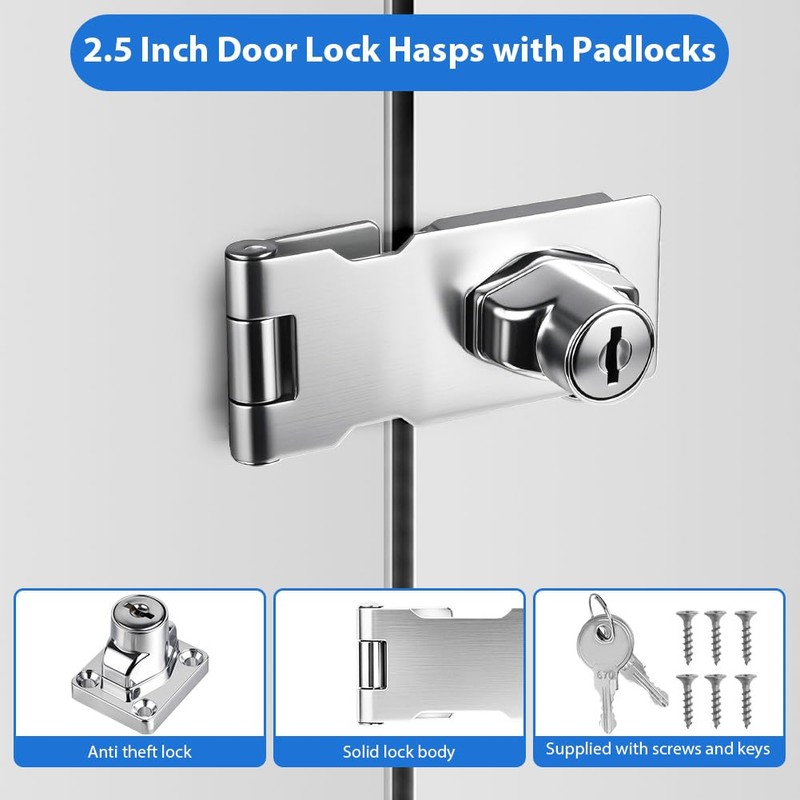 Flintronic Hasp Lockable, Safety Hasp with Screws & Lock, Drawer