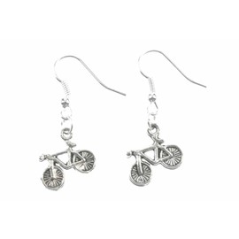 Bike Bicycle Cycling Bike Bicycle Cycling Mini Bling Earrings Silver Earrings