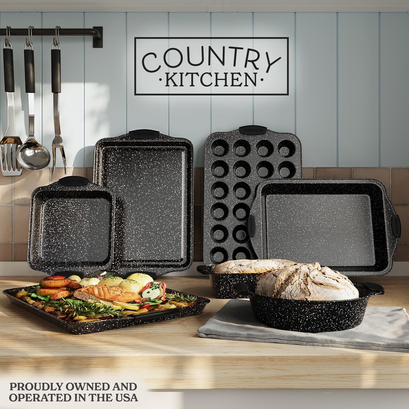 Country Kitchen Nonstick Stackable Bakeware Set - Durable, Easy Release