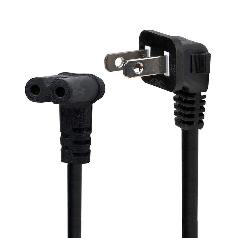 Plugrand 12FT TV Power Cord Right Angle US 2 Prong