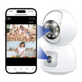 Yopower Dual-Lens Indoor Security Camera, 360° WiFi Home Surveillance Camera, Motion/Cry Detection, Baby Monitor Pet Camera w/10M Color Night Vision, Color Night Vision