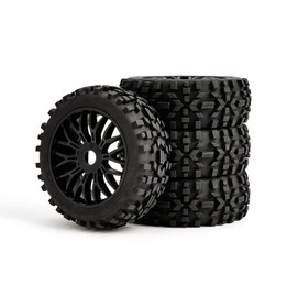 4pcs Rubber 1/8 scale RC Off Road Car rally Tires and Wheels (4) hex 17mm for 1:8 1:7 RC Nitro off-Road Buggy Racing Car HPI HSP Hobao ARRMA TA06 Redcat Losi Kyosho VRX Hobao WLtoys kingtair