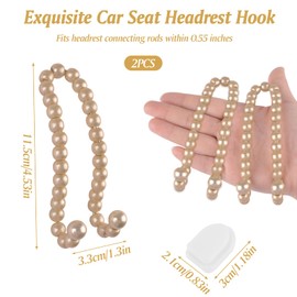 HOMMDECO Pearl Car Seat Headrest Hook 2 PCS Metal Hook Beautiful and Convenient Car Seat Holder for Hanging Bags, Backpacks, Wallets, Umbrellas, Masks, Storage Organizers (Yellow Pearls)