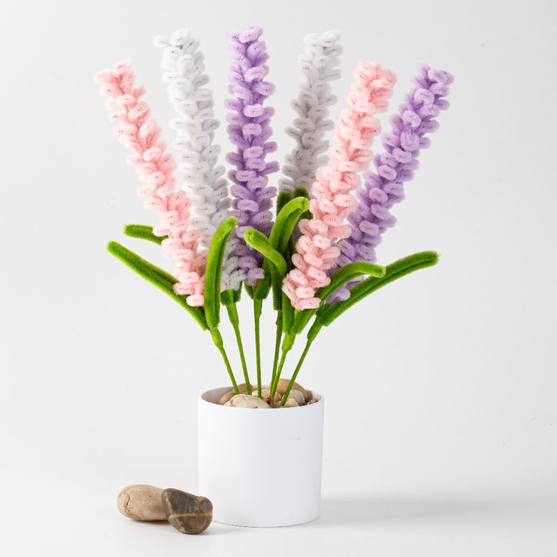 Plush Artificial Lavender Bouquet,Faux Lavender Flowers Bunches for Home Decor,6