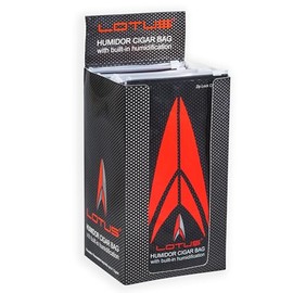 Lotus 50 Pack Travel Pouch Cigar Bag Ziplock Humidor Humidifier, Red, Black