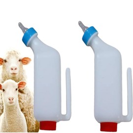 Leanockesa 2pcs Lamb Feeding Bottle, Hangable Goat Milk Feeder for Petite Animals - Nursing Bottles for Lambs, Sheep, Goats, Dogs & Cow (Easy to Use, Durable)