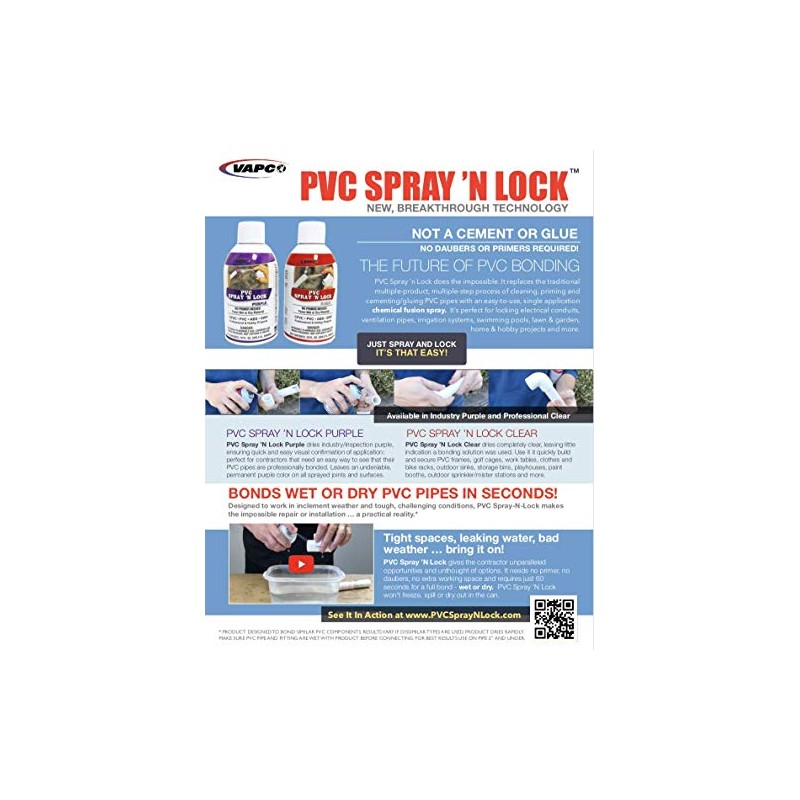 Vapco PVC Spay N' Lock Sealant - Bonds Wet &