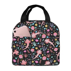MOLIAN Axolotl Lunch Bag For Teen Girls Women, Oxford Cloth Reusable Lunch Tote Box Bag For Work School