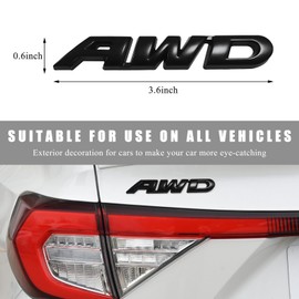 Wevdn AWD Emblem Sticker, 3D Metal Letter Badge Decal for Car Tailgate Side, Non-Fading AWD Emblem Sticker Fit Vehicle Tailgate Side Fenders, Universal Car Accessories (Black)