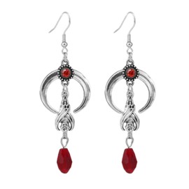 Gothic Moon Pendant Earrings for Women,Vintage Gemstone Water Drop Earring Statement Punk Bat Earrings Classic Fashion Jewelry, Large, Alloy Steel, No Gemstone