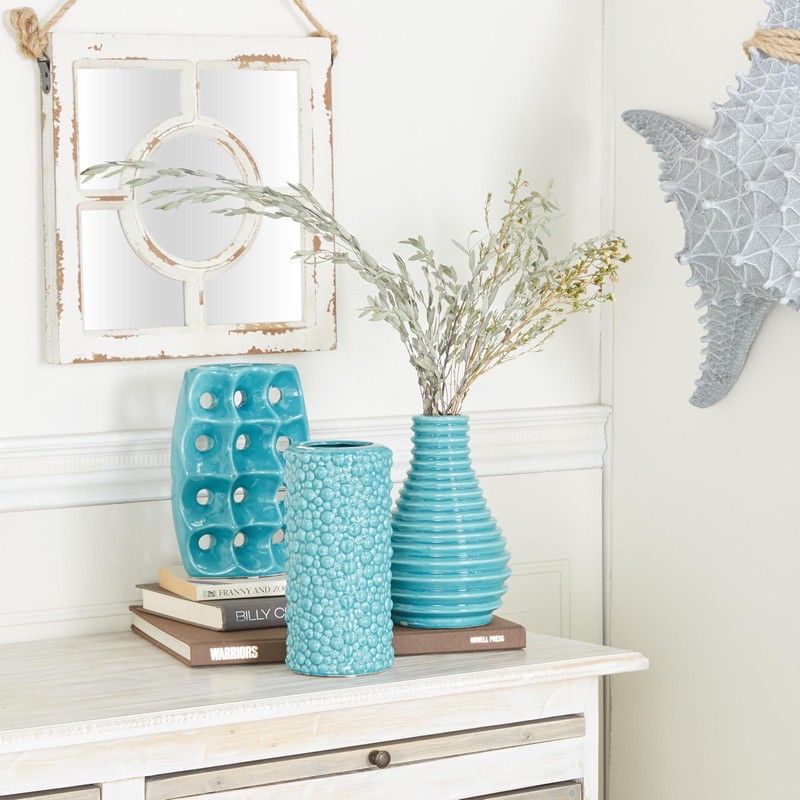 Deco 79 Ceramic Decorative Vase Centerpiece Vases with Varying Patterns,