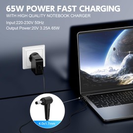 65W Charging Cable Laptop Power Supply for Lenovo Ideapad 3 5 110 100 100s 310 320 320S 330 330S 510 710 S145 S340 S540 Yoga 510 520 Flex 4 5 6 ADLX65CLGE2 A ADLX6 5CCGE2A 20V 3.25A Charger 4.0 x 1.7