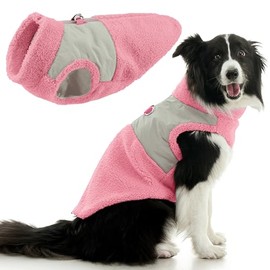 Gooby Zip Up Sherpa Vest - Pink, Large - Two Tone Fuzzy Fleece Dog Sweater with Built-in Harness and Extra Security for Small Dog and Medium Dog