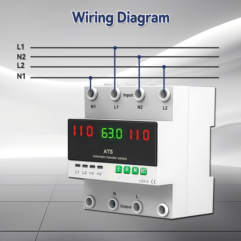 63A 110V Automatic Transfer Switch 50/60Hz Dual Power L1 Priority