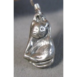 Unbranded Vintage Sterling Silver 3-D Kitty Cat Kitten Earrings Pierced Wire  #J1237