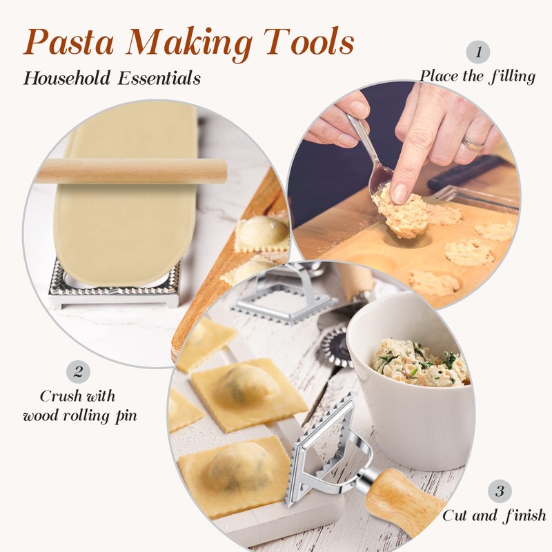 Geetery 5 Pcs Ravioli Mold Set 2 Inch Squares Ravioli