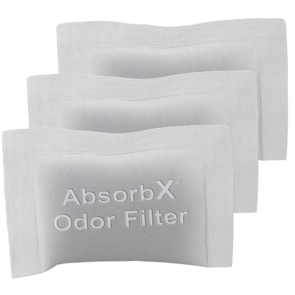 iTouchless 3-Pack, Absorbs, Natural Activated Carbon Technology, Biodegradable for use Standard Size Compartment AbsorbX, Fits All, Trash Can Odor Filter, 3 Each
