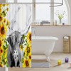 Highland Cattle Shower Curtain Girls Sunflower Highland Cow Marble Print