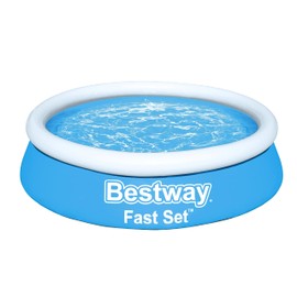 Bestway Fast Set 6 Foot x 20 Inch Round Inflatable Above Ground Outdoor Swimming Pool with 248 Water Capacity and Repair Patch, Blue (Pool Only)
