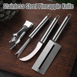 4 Stück Edelstahl V-Form Ananas-Samen-Entferner, Ananas-Augenschäler, Ananasschneider, Mango Schneider mit Clip, Kann auch Stamm-Entferner für Erdbeere, Kartoffeln, Karotten usw