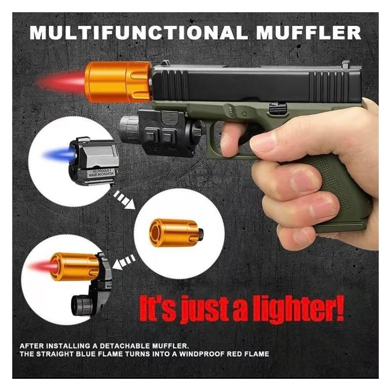 [Gas Not Included]Cool Butane Windproof Torch Lighter,with 2 Flame Modes,Refillable,