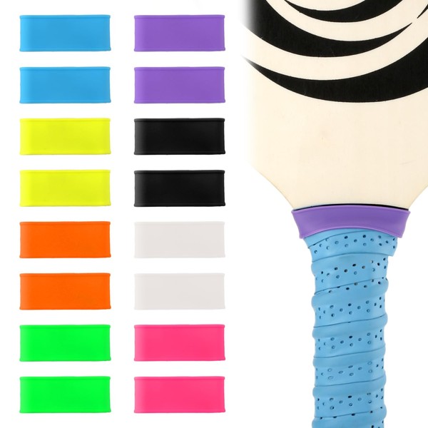 16pcs Pickleball Paddle Grip Tapes, Personalised Accessories Gifts for Pickleball Lovers, Tennis Rackets, Fixer Overgrip Band (8 Colours)