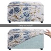 Cugasmaru Blue Flower Ottoman Cover Rectangular Stretch Footrest Stool Cover