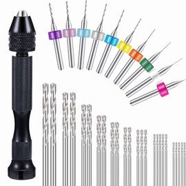 Mudder 36 Pieces Hand Drill Set, Include Pin Vise, Mini and Twist Drills for Craft Carving DIY, 0.3-1.2 mm(0.3-1.2 mm PCB Drill)
