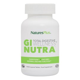 Nature's Plus NaturesPlus GI Nutra Total Digestive Wellness - Probiotics Supplement with Prebiotics, Digestive Enzymes, Glutamine, Calcium - Gut, Bloating - Vegetarian, Gluten Free - 90 Tablets