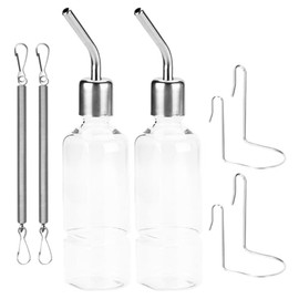 ibasenice Bebedero Colgante para Ardillas y Conejos Bebés, Botella de Agua de 350Ml Antigoteo Ganchos para Jaula, Plástico Ecológico y Acero Inoxidable, Adecuado para Transporte, 2 Piezas