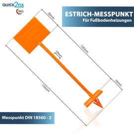 QUICK2FIX® Screed Measuring Point - Measuring Points for Screed for Underfloor Heating - Flexible, Screed Measuring Point with Barbed - Premium Quality - Made in Germany - Pack of 25