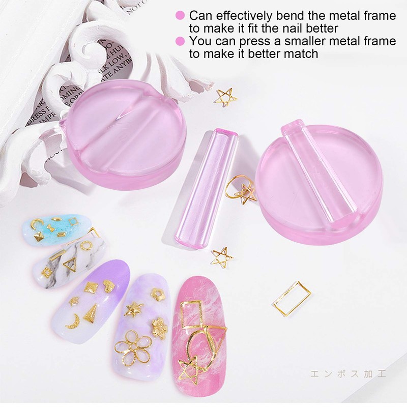 Nail Art Embossed Shape Metal Frame Bends Also 2 Pieces