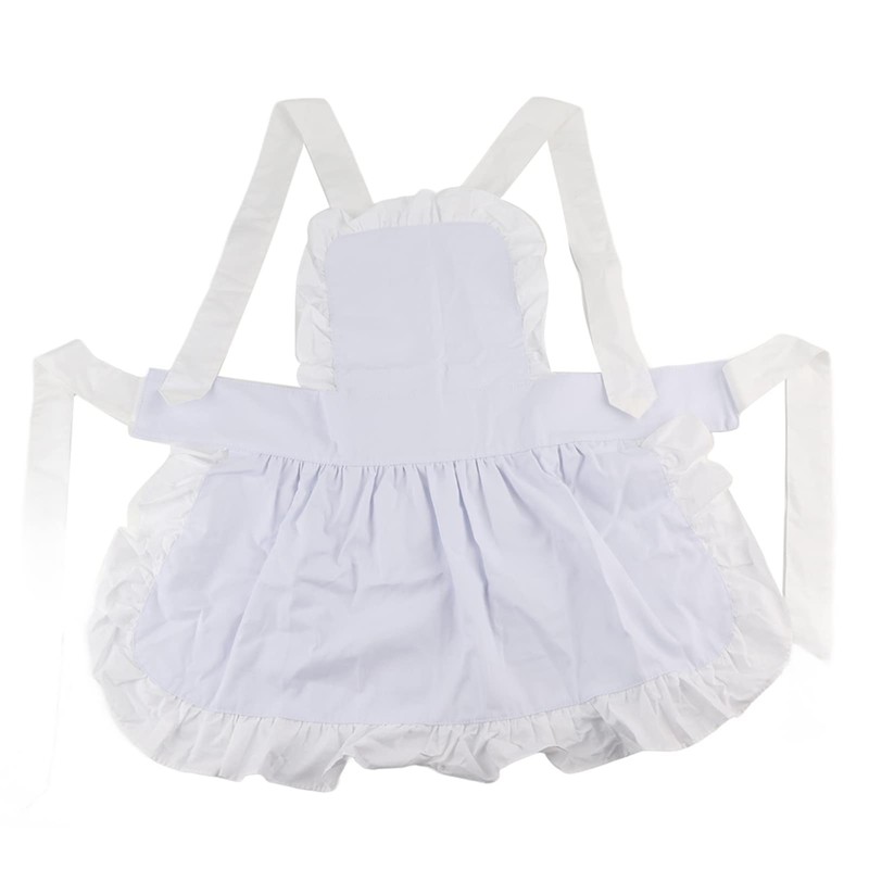 Fybida Women's Vintage Apron White Retro Maid Apron with Ruffle