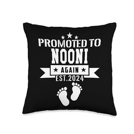 Promoted To NOONI Est.2024 Again Pregnancy Announcement Throw Pillow, 16x16, Multicolor