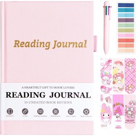 Defresit Reading Journal, Reading Log with Bookmarks, Book Tabs, Multicolor Pen, Book Journal, Guided Review Log, Books Tracker Diary Reading Notebook Bookish Gifts, 21.2 x 14.8 cm, 168 Pages, Pink