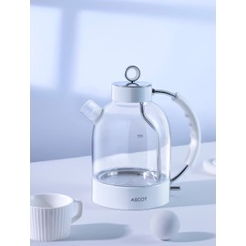 ASCOT Electric Kettle, Glass Electric Tea Kettle Gifts for Men/Women/Family 1.5L 1500W Borosilicate Glass Tea Heater, with Auto Shut-Off and Boil-Dry Protection (Polar White)