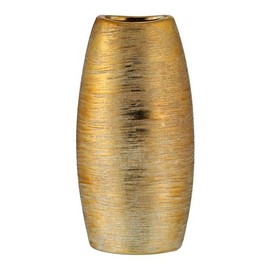Brandsseller Vase Gold Matt Approx. 25 x 12 x 6 cm Flower Vase Decorative Vase Stoneware Oval
