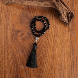 Hovaete Tasbih Prayer Beads Allah & Muhammad Islamic Prayer Rosary Muslim Islam Misbaha Tasbeeh Sibha 99 Prayer Beads Necklace 33 Prayer Beads Bracelet (8mm Black Onyx+33 Beads)