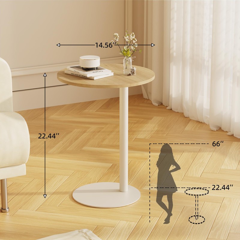 Katrawu C Shaped Round End Table, Small Side Table for