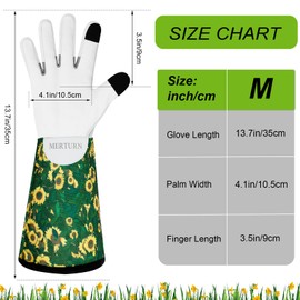 MERTURN Leather Long Gardening Gloves for Women Thorn Proof Touch Screen Design Garden Gloves Yard Working Gloves for Women Girls