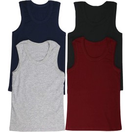 ToBeInStyle Boy's Pack of 4 Tank Tops - Ribbed-Essential - Size 12