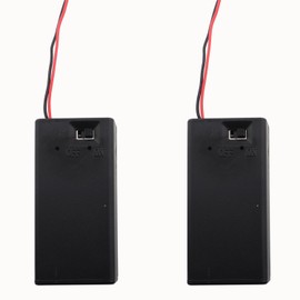 MDXing 2PCS 9V Battery Boxes with Covers Switched Square Slots Connectors for Electronic Applications Small Hobby Projects Parallel Brackets Black