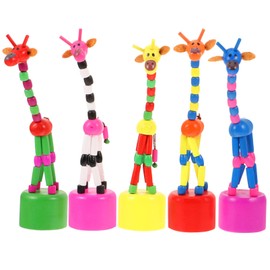 STOBOK 5pcs Kids Dancing Giraffe Toy Press Base Thumb Puppets Kids Push up Toy Giraffe Finger Puppets Chinese Traditional Thumb Puppet Kids Giraffe Toy Kid Toys Blocks Toddler Car Wooden