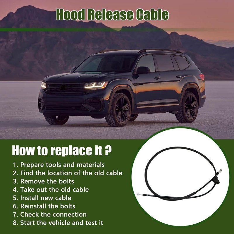 GXARTS Hood Latch Release Cable 3CM823535 3CM-823-535 Compatible With Volkswagen