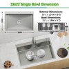 Kitchen Sink, 33x22 Inch Stainless Steel Drop In Modern Single